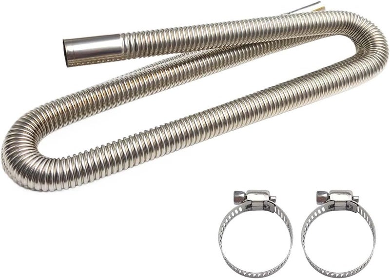 BDZMC 78.7 Inches Stainless Steel Exhaust Hose, 1 Inch Exhaust Extension, Flexible Tank Diesel Heater Accessories with 2 Hose Clamps, Gas Vent Hose Kit for Diesel Air Heater (78.7 inch) - Image 1